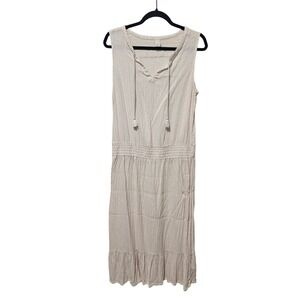 Prana Large Ivory Sleeveless Midi Dress Modal Casual Beachy Comfort Granola Girl